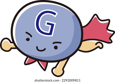 Illustration of a cute character of Glycine (G)