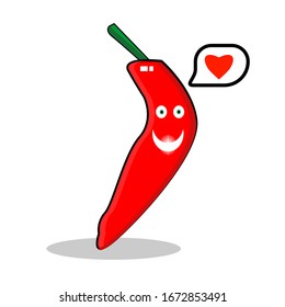 Illustration cute character hot chili cartoon sign design graphic