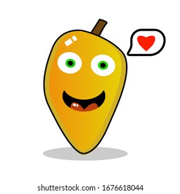 Illustration cute character Mango vector mascot design with eyes and mouth vector graphic