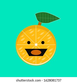 illustration cute character orange fruit with eyes and mouth design graphic