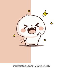 illustration of cute character in pink and white