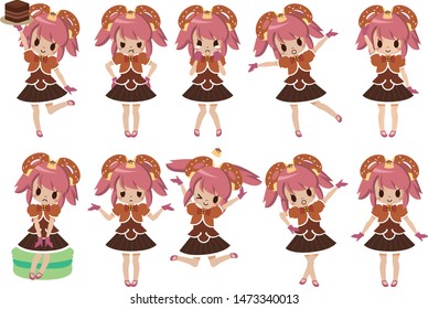 Illustration of cute character of sweets