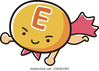 Illustration of a cute character of Vitamin E