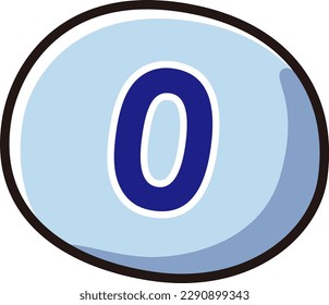 Illustration of a cute character written "0"