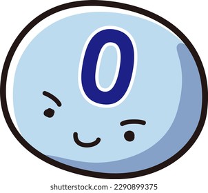 Illustration of a cute character written "0"