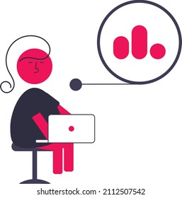 illustration of cute characters inputting data with their laptop Vector illustrations