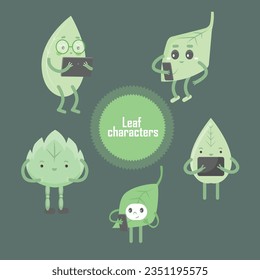 Ilustración con lindas hojas de personajes. Gráficos vectoriales