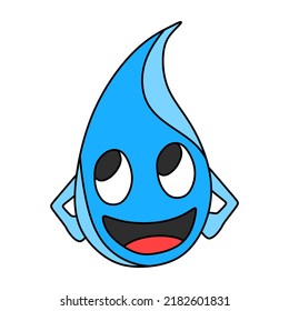 An illustration of a cute and cheerful water drop character