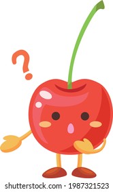Ilustración de una linda cereza preguntándose