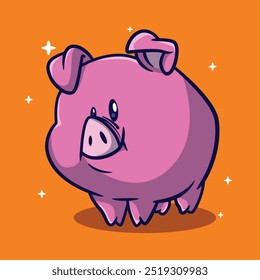 illustration of a cute chibi pig icon character with several vector poses