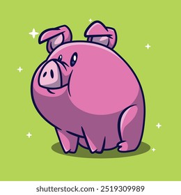 ilustração de um bonitinho ícone chibi porco com várias poses vetoriais