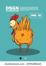 illustration of a cute chicken animal with several expressions suitable for icons or t-shirts