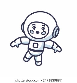 illustration of a cute child astronaut in the air