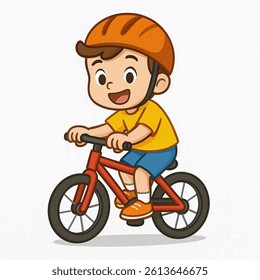 Illustration of a cute child character riding a bicycle