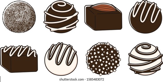 Illustration of cute chocolate assortment