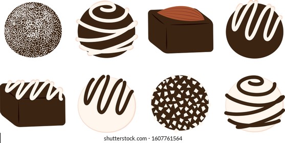 Illustration of cute chocolate assortment