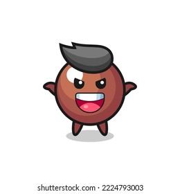 the illustration of cute chocolate ball doing scare gesture , cute style design for t shirt, sticker, logo element