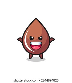 the illustration of cute chocolate drop doing scare gesture , cute style design for t shirt, sticker, logo element