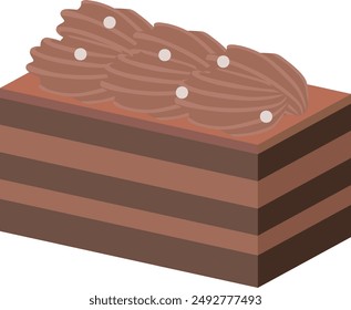 Illustration of a cute chocolate rectangular cut cake