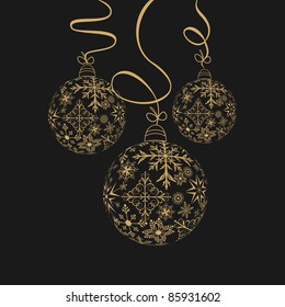 Illustration cute christmas composition with balls - vector