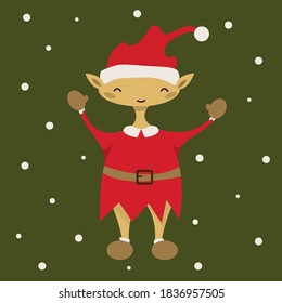 Illustration with cute Christmas elves