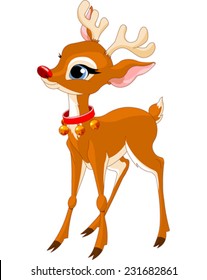 Illustration Of Cute Christmas Reindeer Rudolf