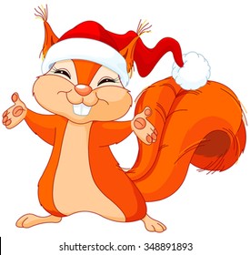 Illustration Of Cute Christmas Squirrel