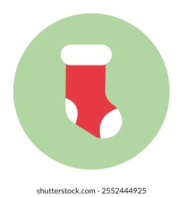 Illustration of Cute Christmas Stocking Icon for Seasonal Designs