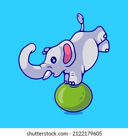 illustration cute circus elephant balancing on a ball suitable for mascot sticker and t-shirt design