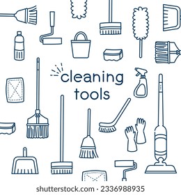 
Illustration of cute cleaning tools