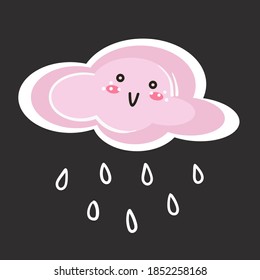 Illustration mit süßer Wolke am Himmel, Cartoon-Stil. Handgezeichnet. Symbol, Symbol, Logo. Kinder-Illustration. Regen. Emotion.