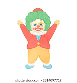 Illustration of a cute clown saying hooray