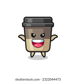 the illustration of cute coffee cup doing scare gesture , cute style design for t shirt, sticker, logo element