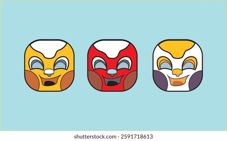 illustration of cute colorful masks