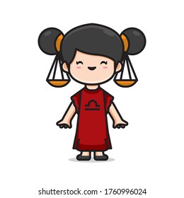 Illustration of cute costume zodiac libra vector The Concept of Isolated Technology. Flat Cartoon Style Suitable for Landing Web Pages, Banners, Flyers, Stickers, Cards