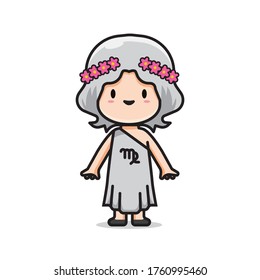 Illustration of cute costume zodiac virgo vector The Concept of Isolated Technology. Flat Cartoon Style Suitable for Landing Web Pages, Banners, Flyers, Stickers, Cards