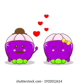 Illustration of cute couple mangosteen