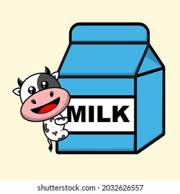 Illustration cute cow   milk vector design