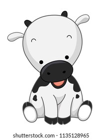 Illustration of a Cute Cow Sitting Down