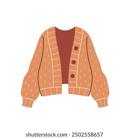 Illustration eines süßen gemütlichen Cardigan-Flachstils. Herbstkleidung einzeln