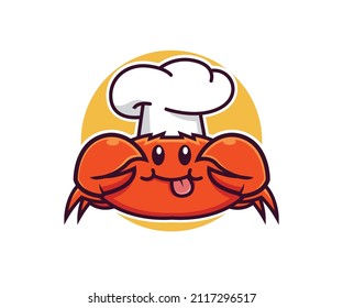 Illustration cute crab logo mascot