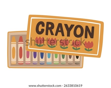 Illustration of cute crayons in a case