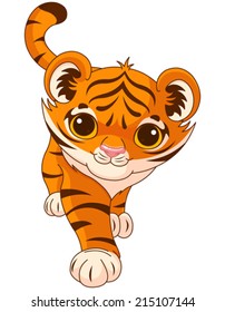 Illustration of cute crouching tiger
