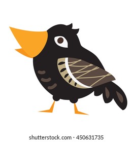 An illustration of a cute crow in vector format. Nice crow bird image for kid's education and fun in nursery and schools, and decoration purposes. Birds collection