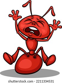 Illustration of Cute Crying Ant Cartoon