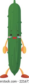 Illustration Of A Cute Cucumber Character Crying