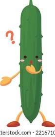 Illustration of a cute cucumber character with a curious face