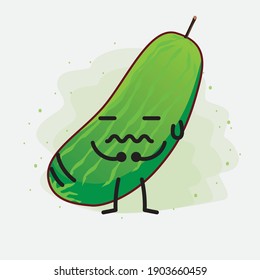 Illustration Cute Cucumber Fruit Character Vector Stock Vector (Royalty ...