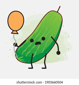 An illustration of Cute Cucumber Fruit Character Vector