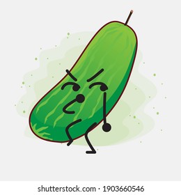 An illustration of Cute Cucumber Fruit Character Vector